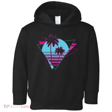 Retro Palm Tree Tropical Sunset Toddler Hoodie