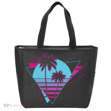 Retro Palm Tree Tropical Sunset Tote Bag