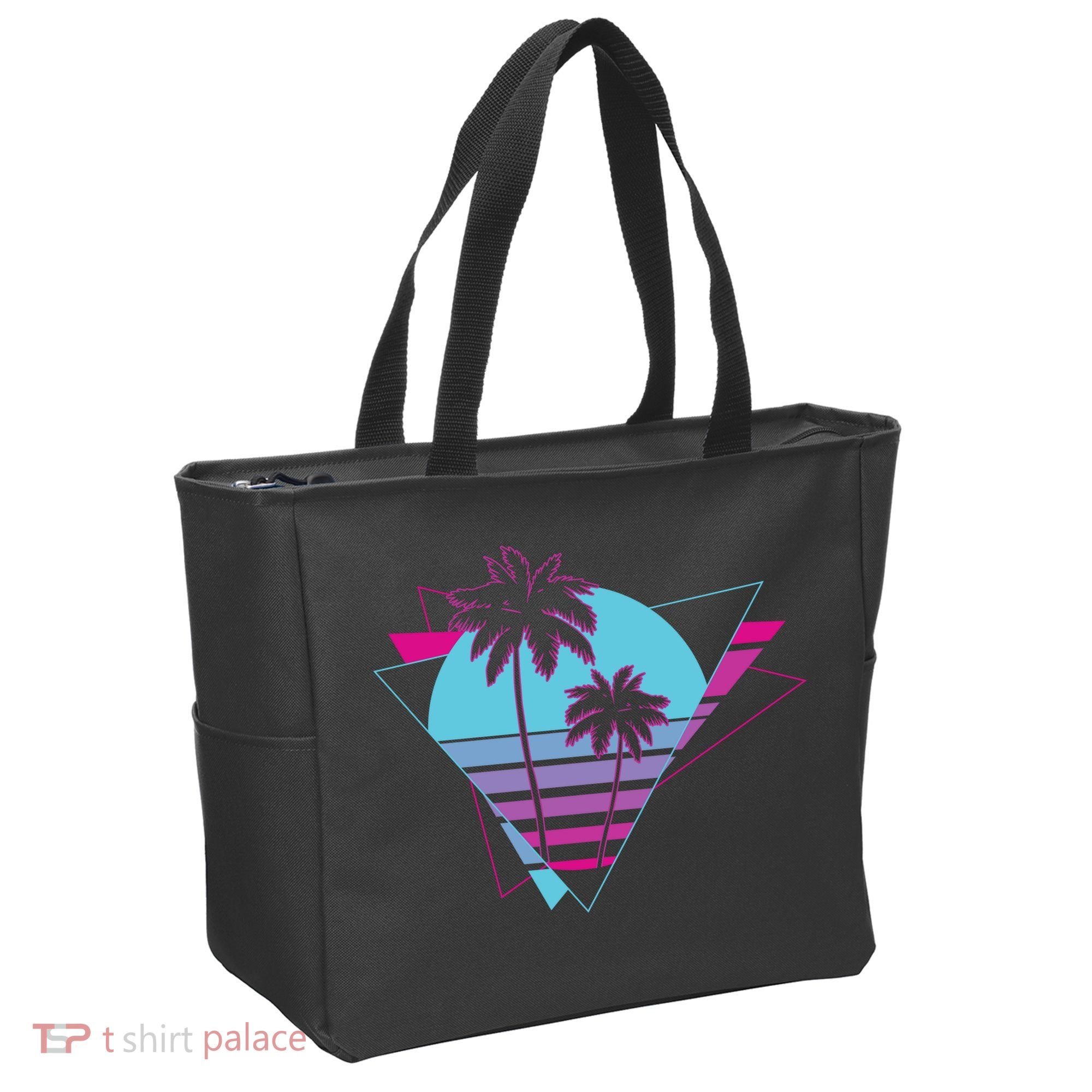 Retro Palm Tree Tropical Sunset Tote Bag