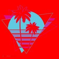 Retro Palm Tree Tropical Sunset Santa Hat thumb 1