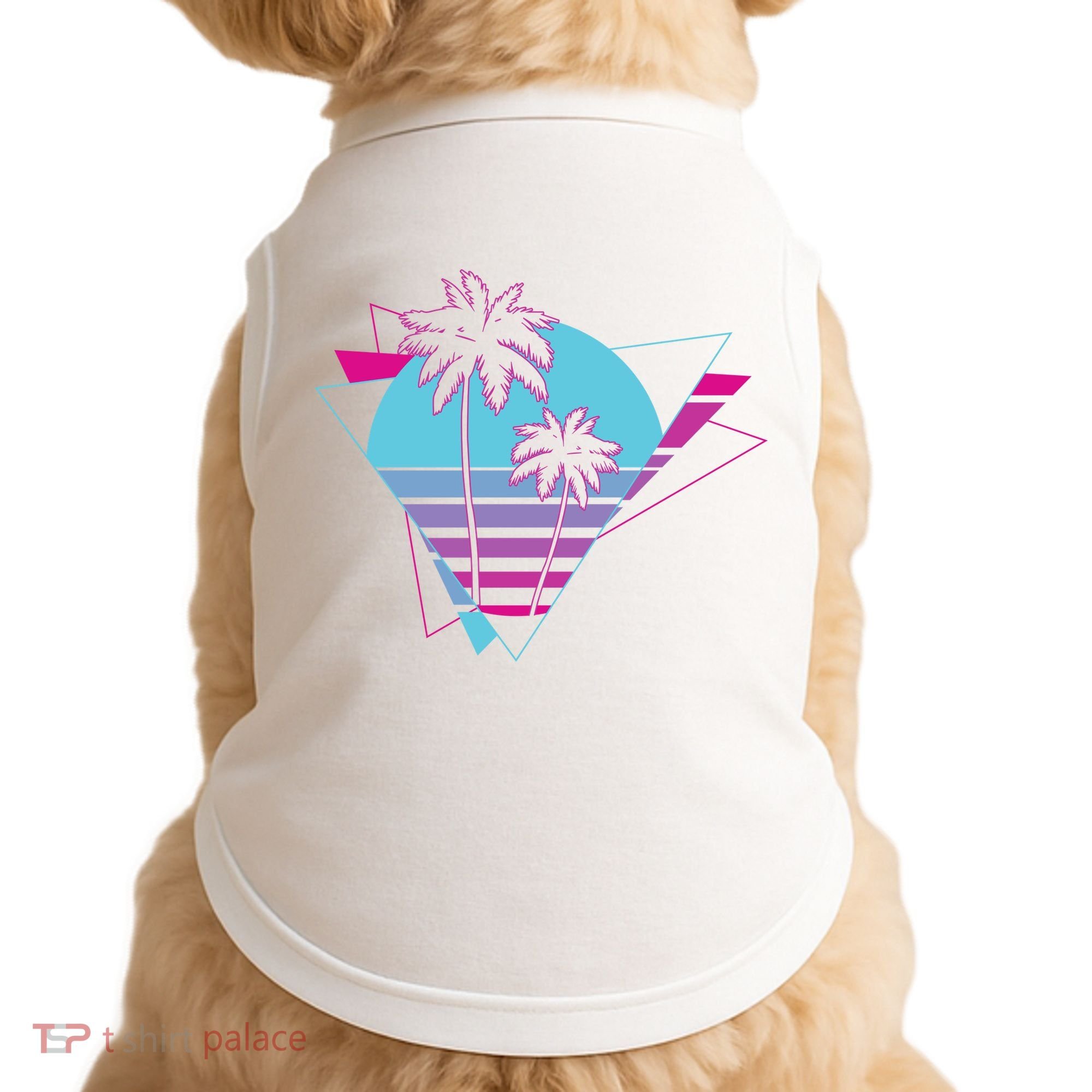 Retro Palm Tree Tropical Sunset Doggie Tank