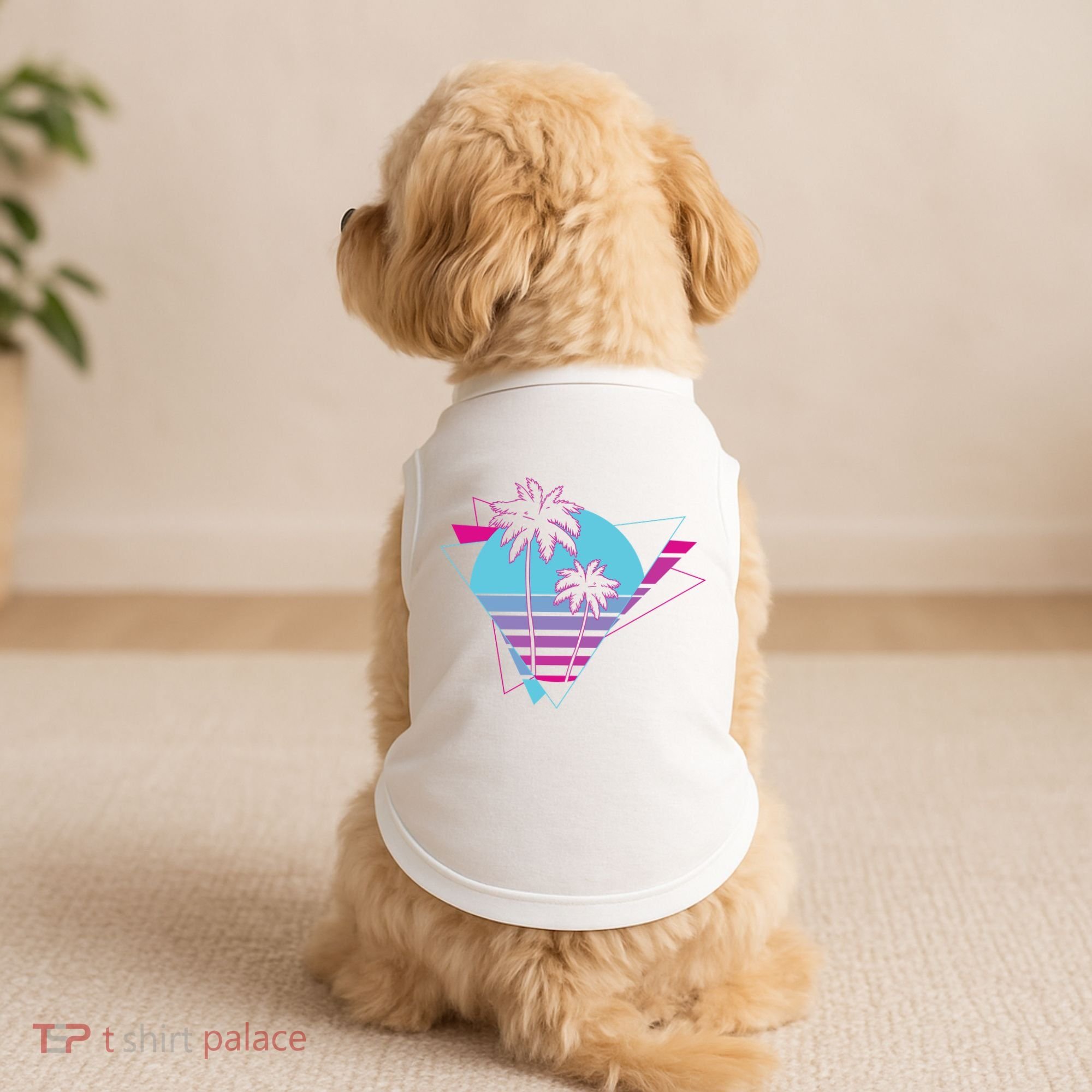 Retro Palm Tree Tropical Sunset Doggie Tank