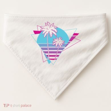 Retro Palm Tree Tropical Sunset USA-Made Doggie Bandana