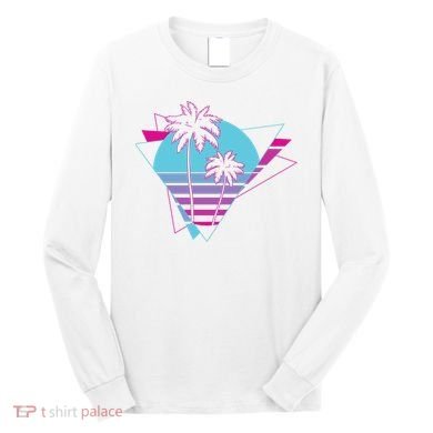 Retro Palm Tree Tropical Sunset Long Sleeve Shirt