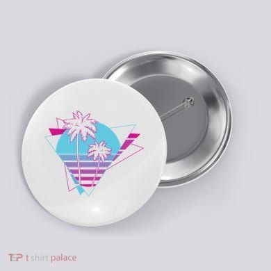 Retro Palm Tree Tropical Sunset Button