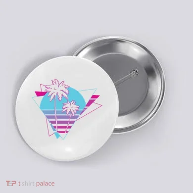 Retro Palm Tree Tropical Sunset Button