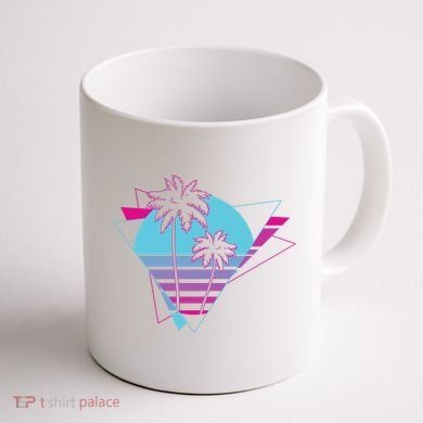 Retro Palm Tree Tropical Sunset Coffee Mug back