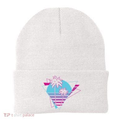 Retro Palm Tree Tropical Sunset Beanie
