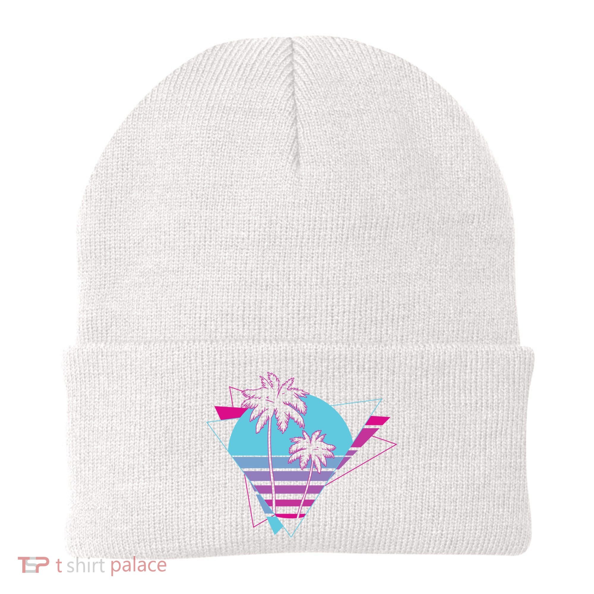 Retro Palm Tree Tropical Sunset Beanie
