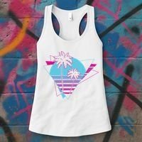 Retro Palm Tree Tropical Sunset Women's Tank Top thumb 3