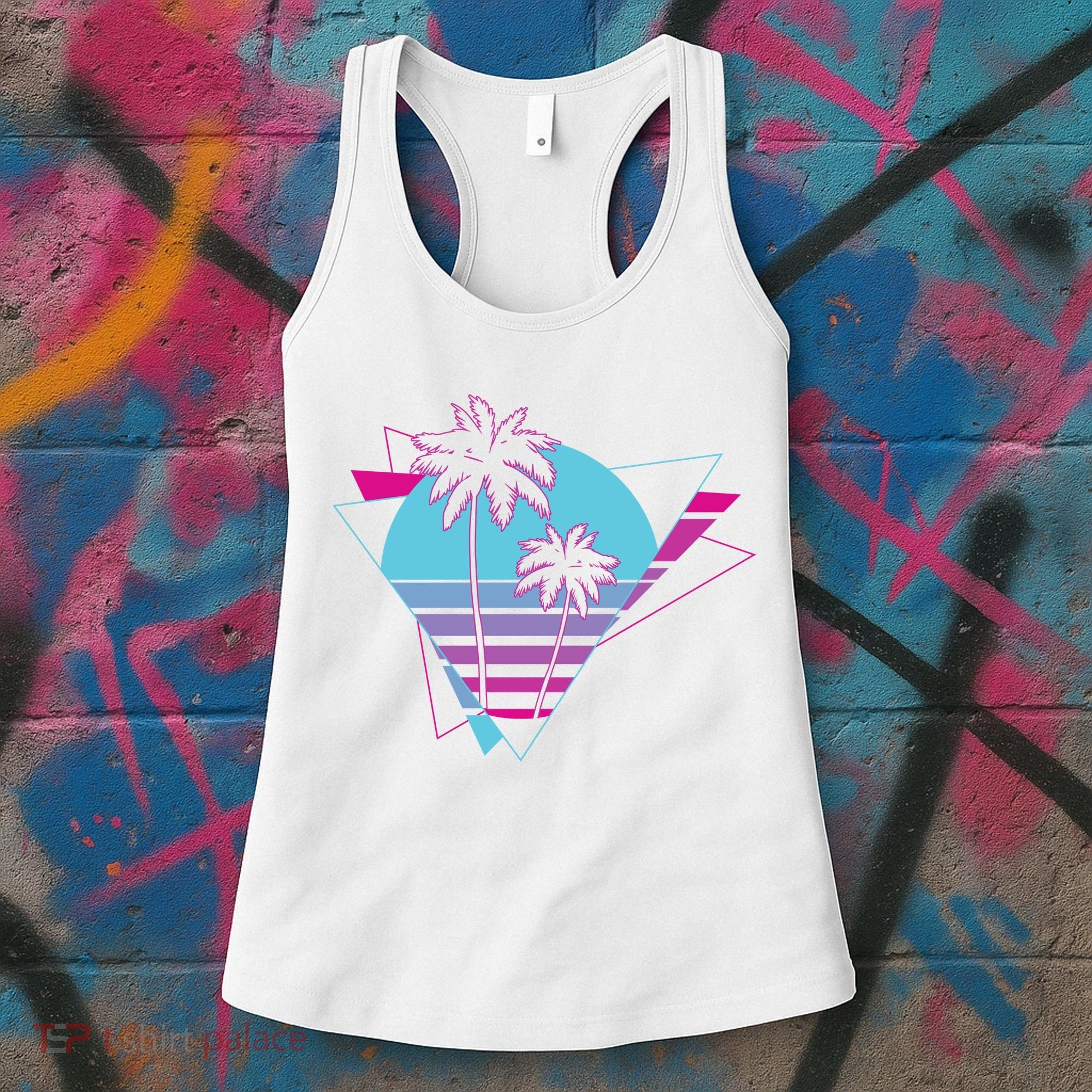 Retro Palm Tree Tropical Sunset Women's Tank Top