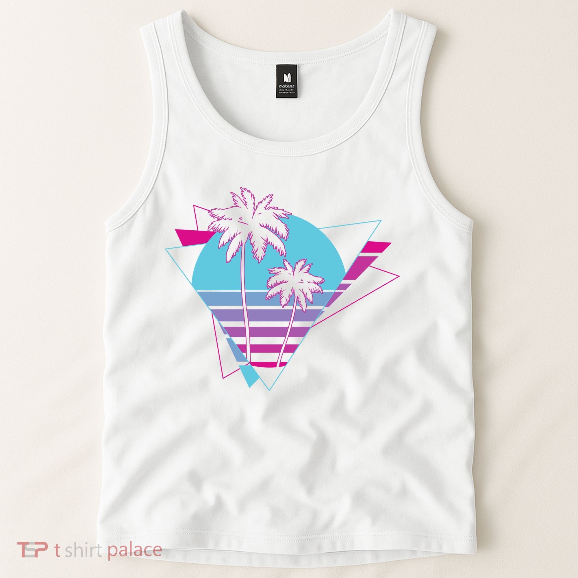 Retro Palm Tree Tropical Sunset Tank Top