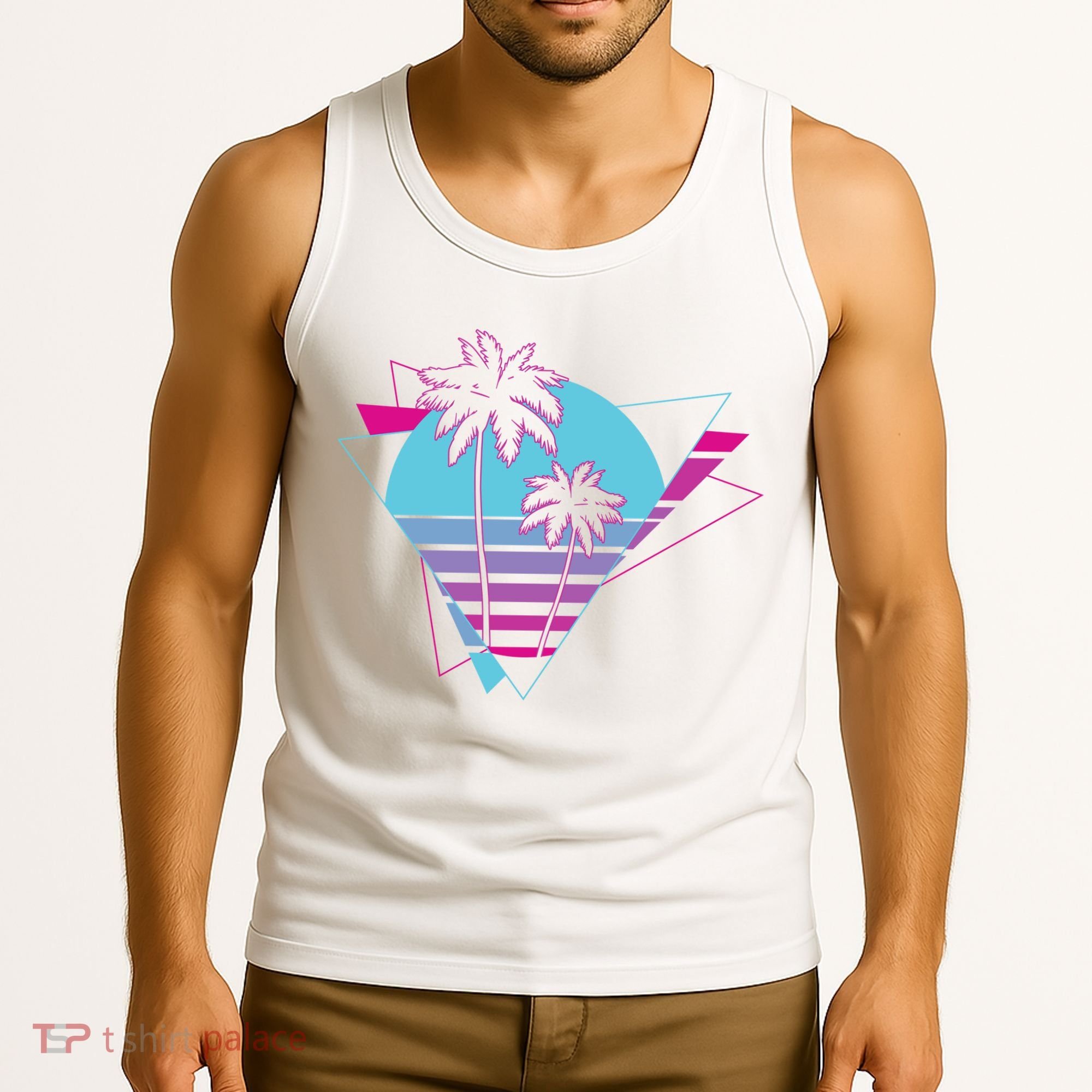 Retro Palm Tree Tropical Sunset Tank Top