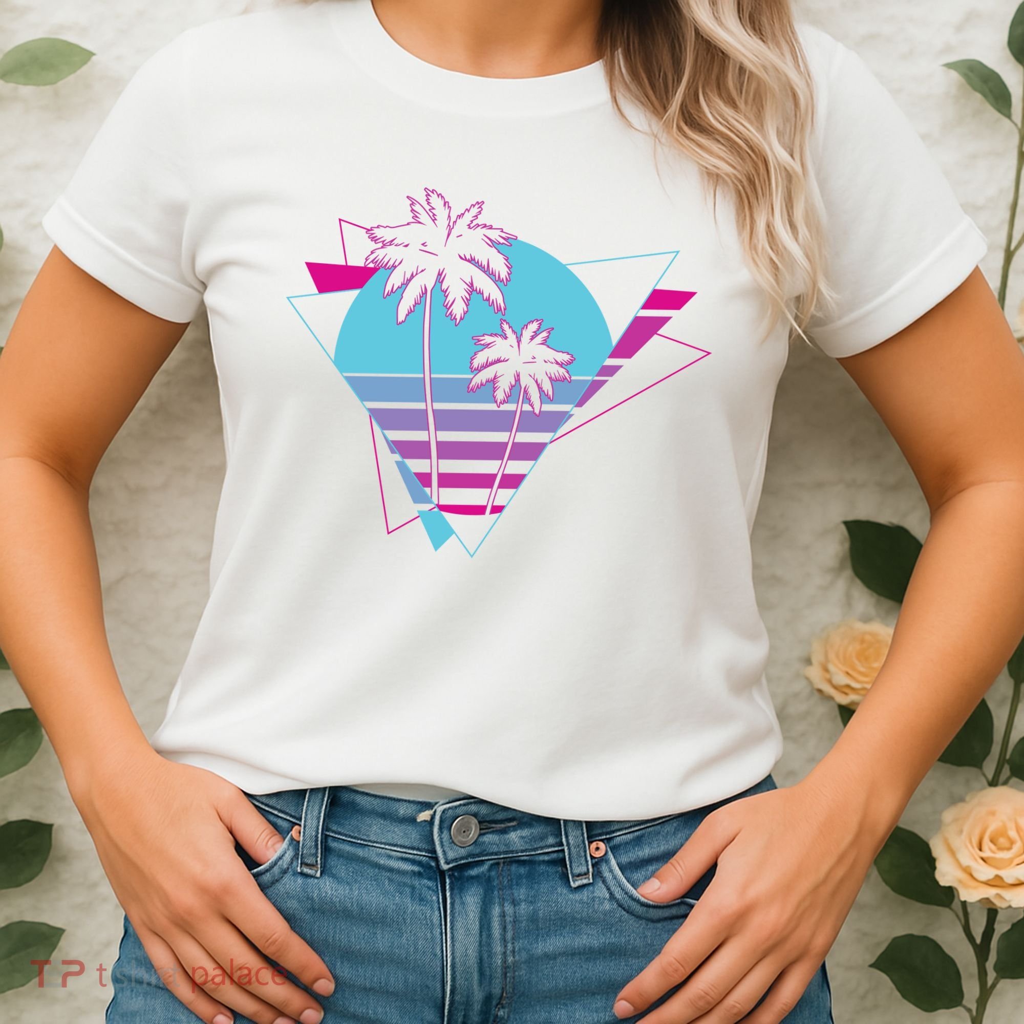 Retro Palm Tree Tropical Sunset Women's T-Shirt