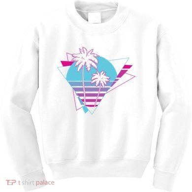 Retro Palm Tree Tropical Sunset Kids Sweatshirt