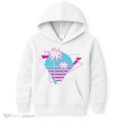 Retro Palm Tree Tropical Sunset Kids Hoodie