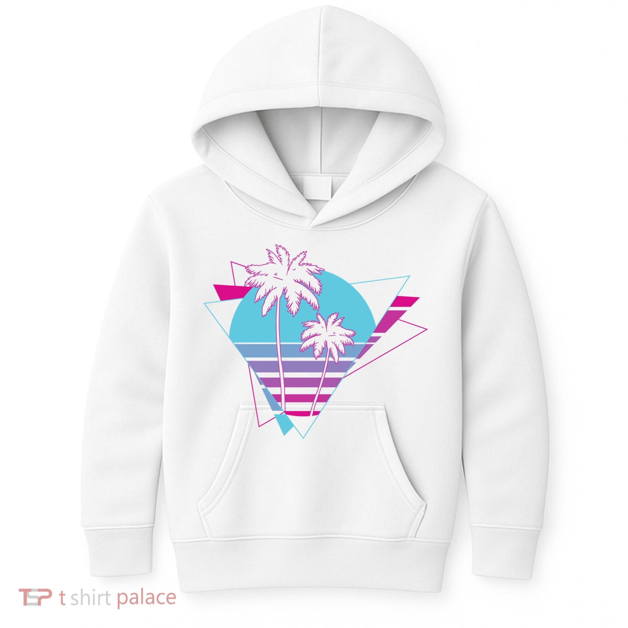 Retro Palm Tree Tropical Sunset Kids Hoodie