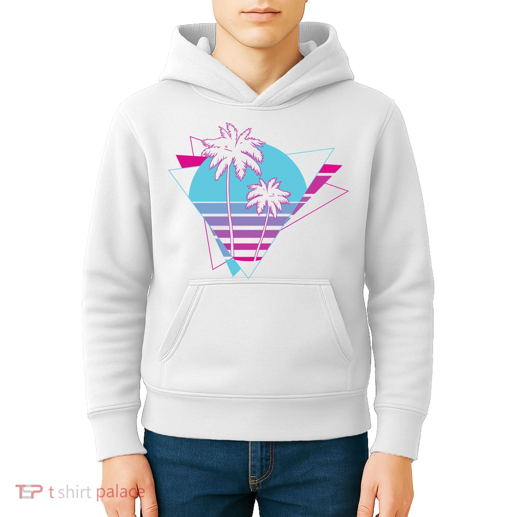 Retro Palm Tree Tropical Sunset Kids Hoodie