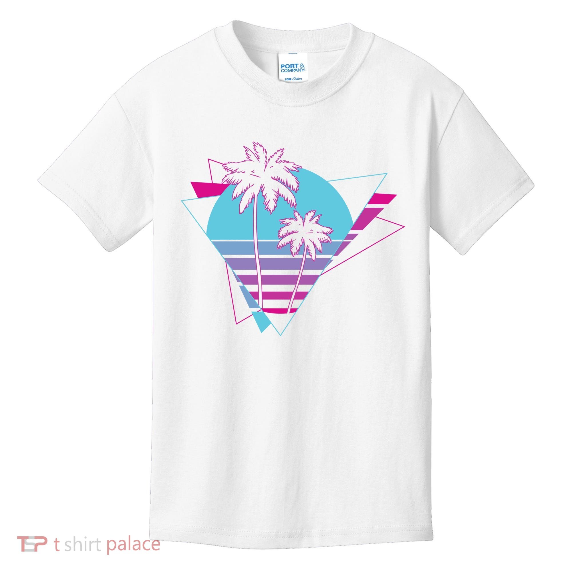 Retro Palm Tree Tropical Sunset Kids T-Shirt