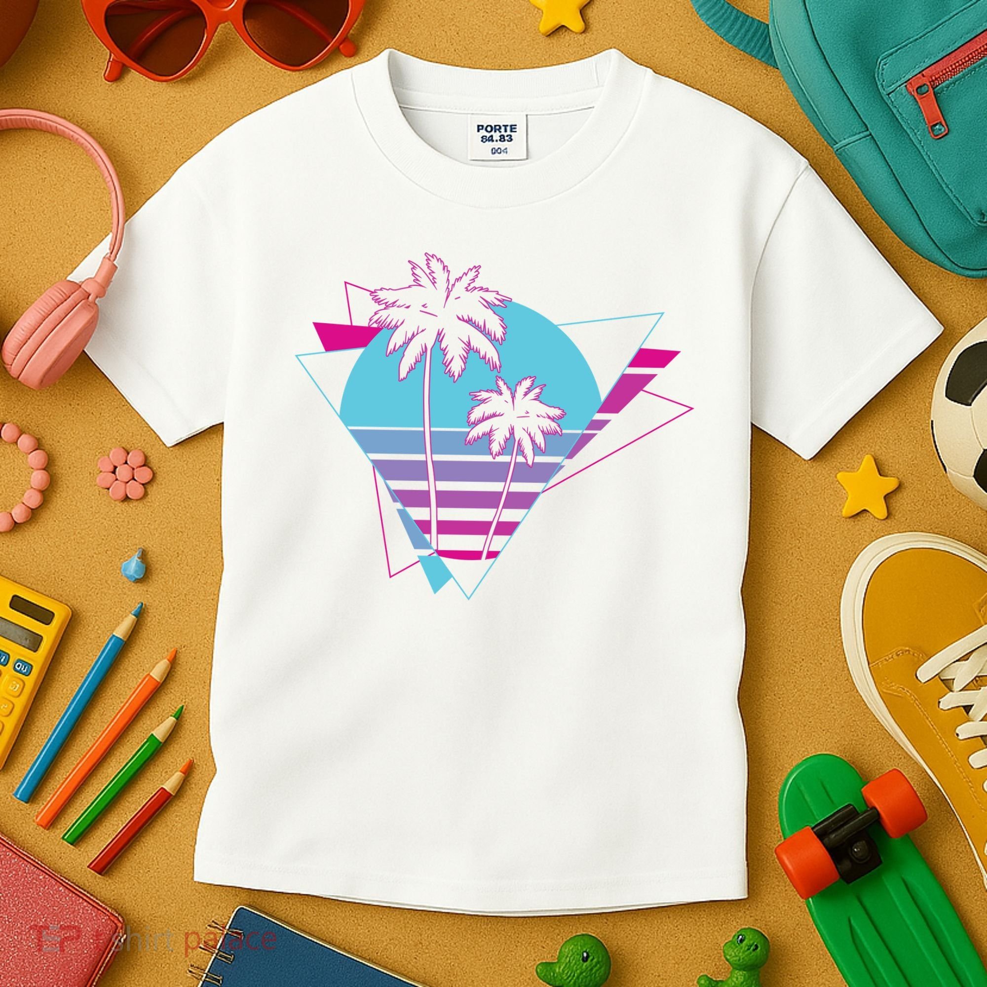Retro Palm Tree Tropical Sunset Kids T-Shirt