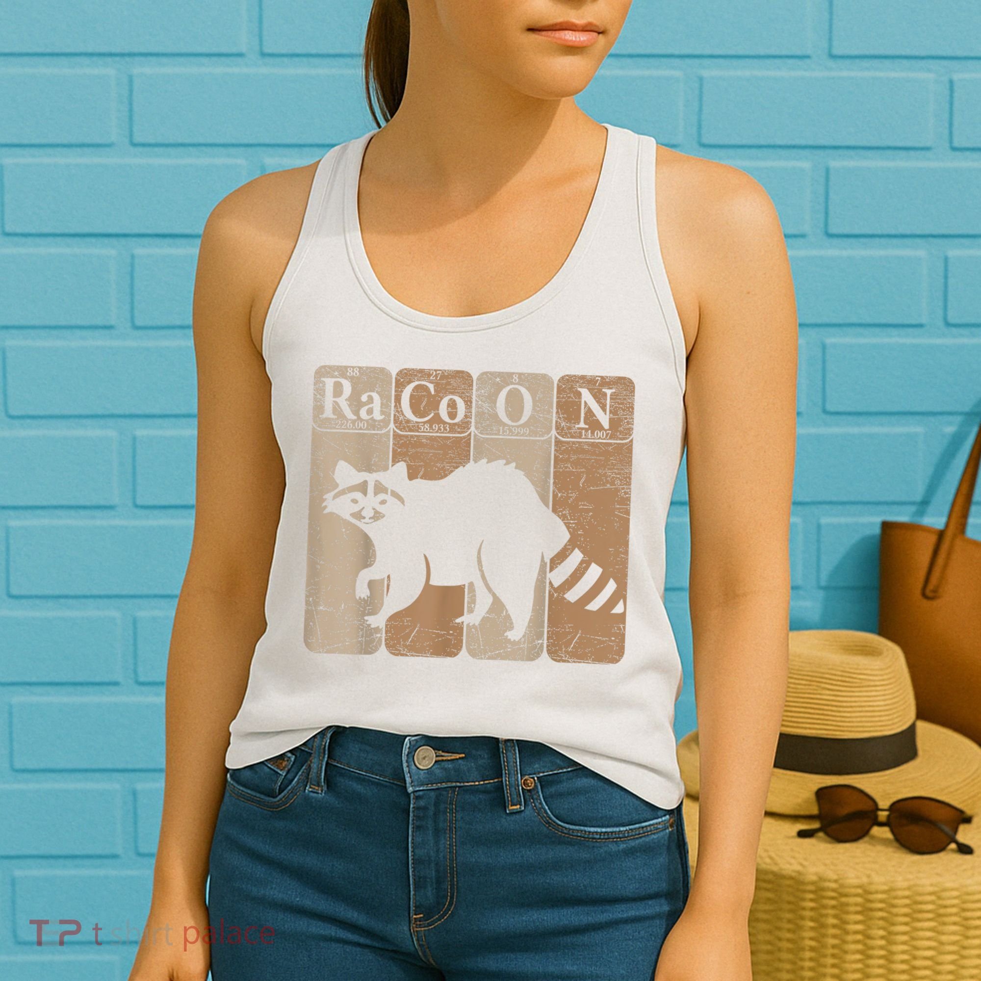 Racoon Periodic Table Chemistry Elements Funny Raccoon Lover Women's Tank Top