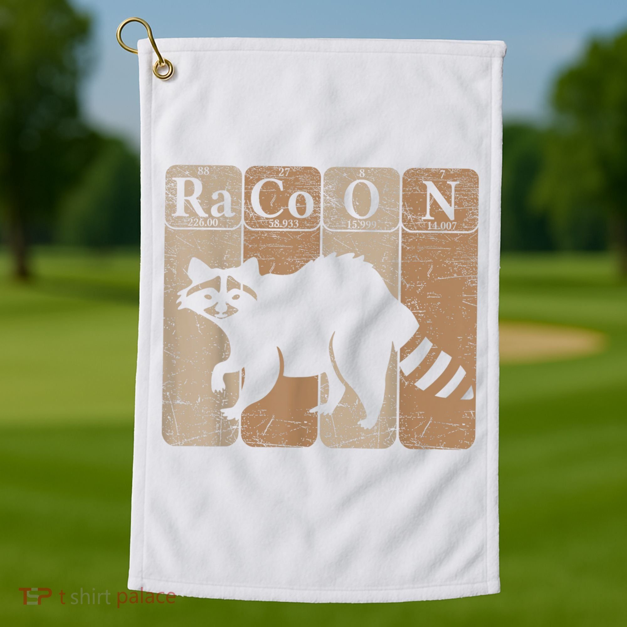 Racoon Periodic Table Chemistry Elements Funny Raccoon Lover Golf Towel