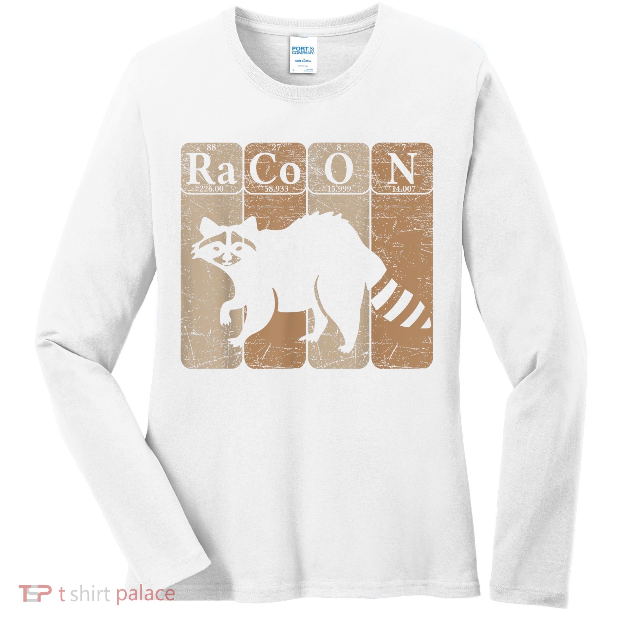 Racoon Periodic Table Chemistry Elements Funny Raccoon Lover Women's Long Sleeve Shirt