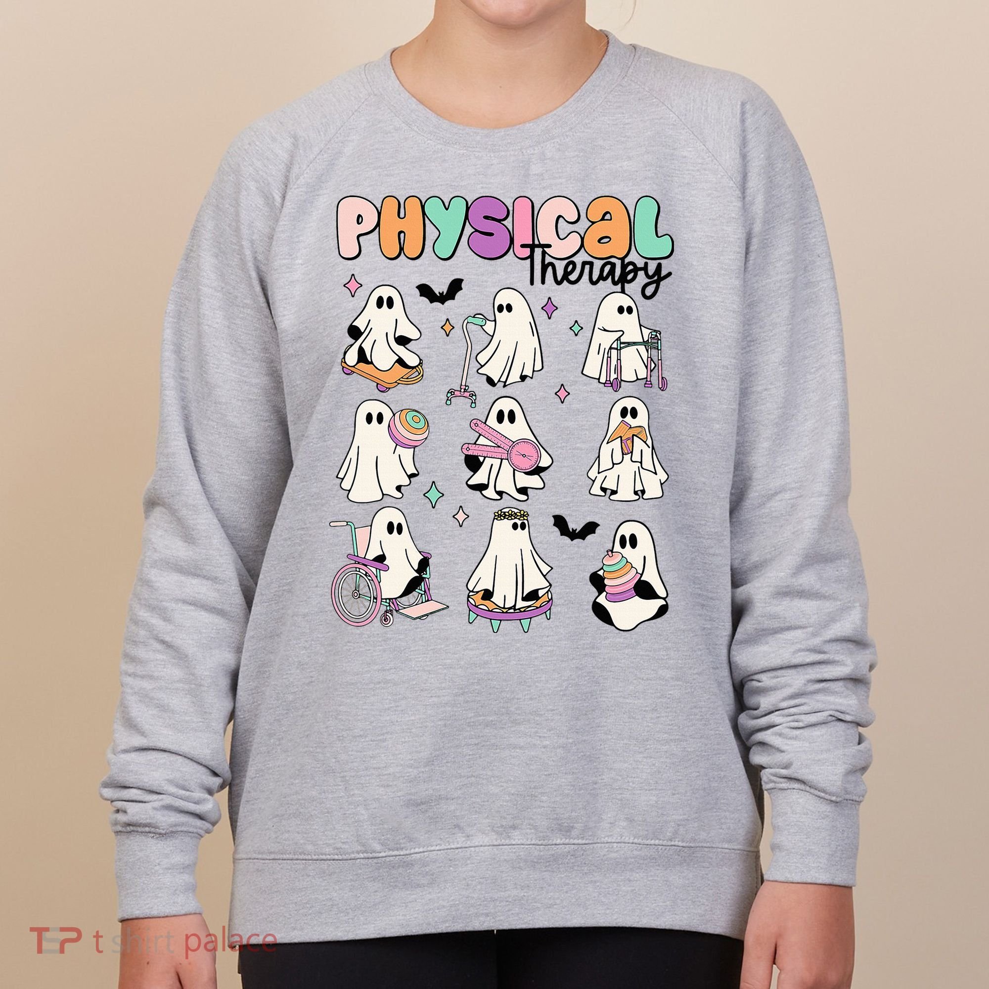 Retro Physical Therapy Halloween Ghosts Spooky PT Women's Sweatshirt