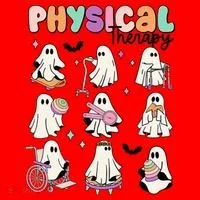 Retro Physical Therapy Halloween Ghosts Spooky PT Santa Hat thumb 1