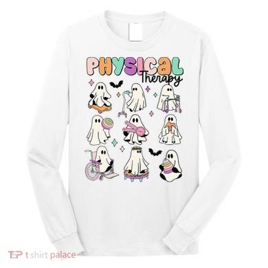 Retro Physical Therapy Halloween Ghosts Spooky PT Long Sleeve Shirt