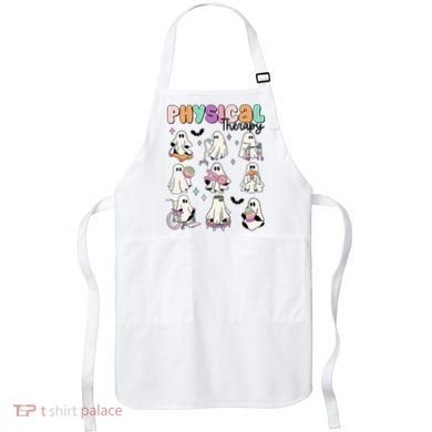 Retro Physical Therapy Halloween Ghosts Spooky PT Apron