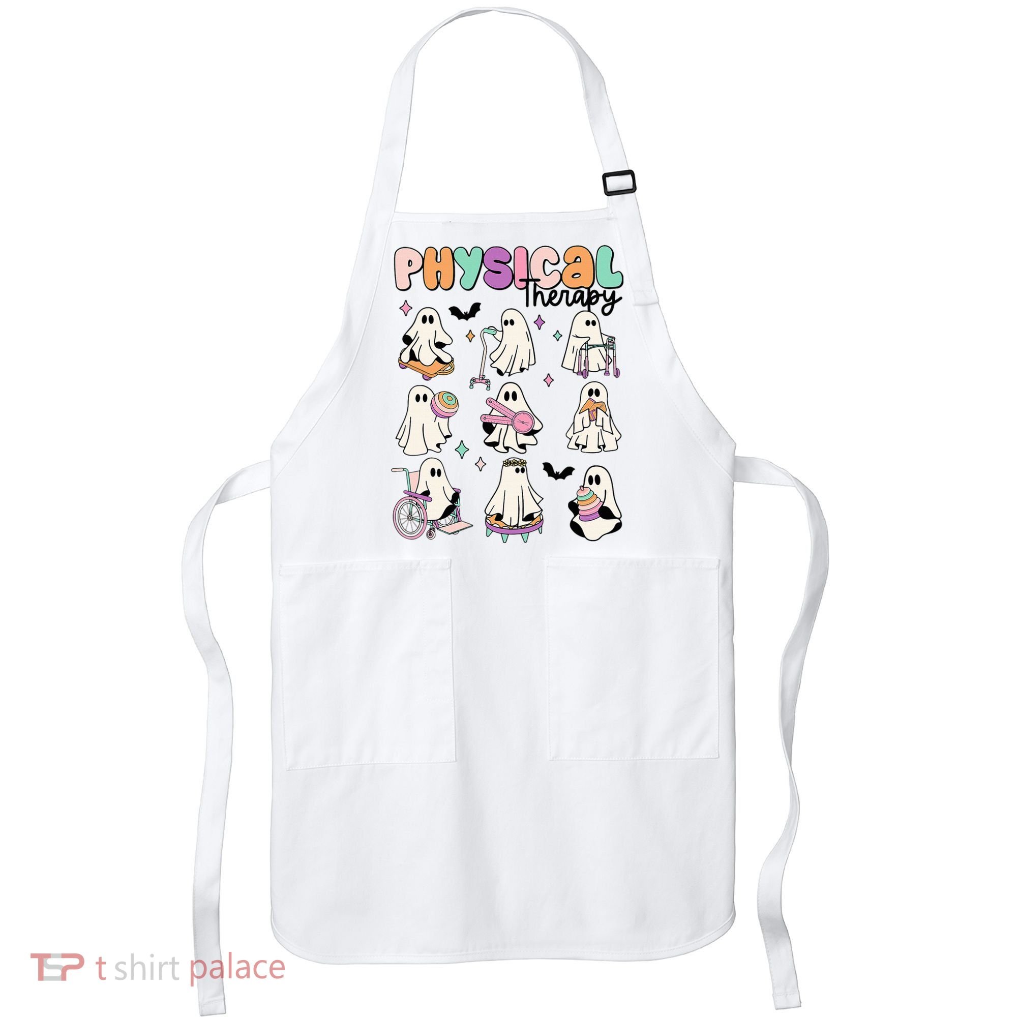 Retro Physical Therapy Halloween Ghosts Spooky PT Apron