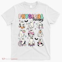 Retro Physical Therapy Halloween Ghosts Spooky PT T-Shirt thumb 0