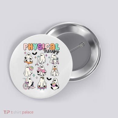 Retro Physical Therapy Halloween Ghosts Spooky PT Button