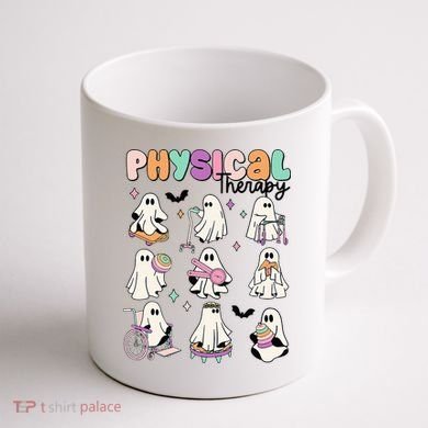 Retro Physical Therapy Halloween Ghosts Spooky PT Coffee Mug back
