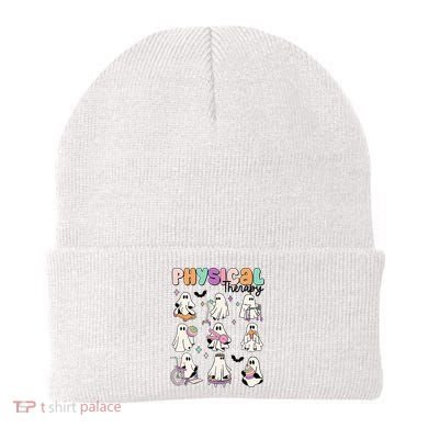 Retro Physical Therapy Halloween Ghosts Spooky PT Beanie