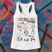 Retro Physical Therapy Halloween Ghosts Spooky PT Women's Tank Top thumb 3