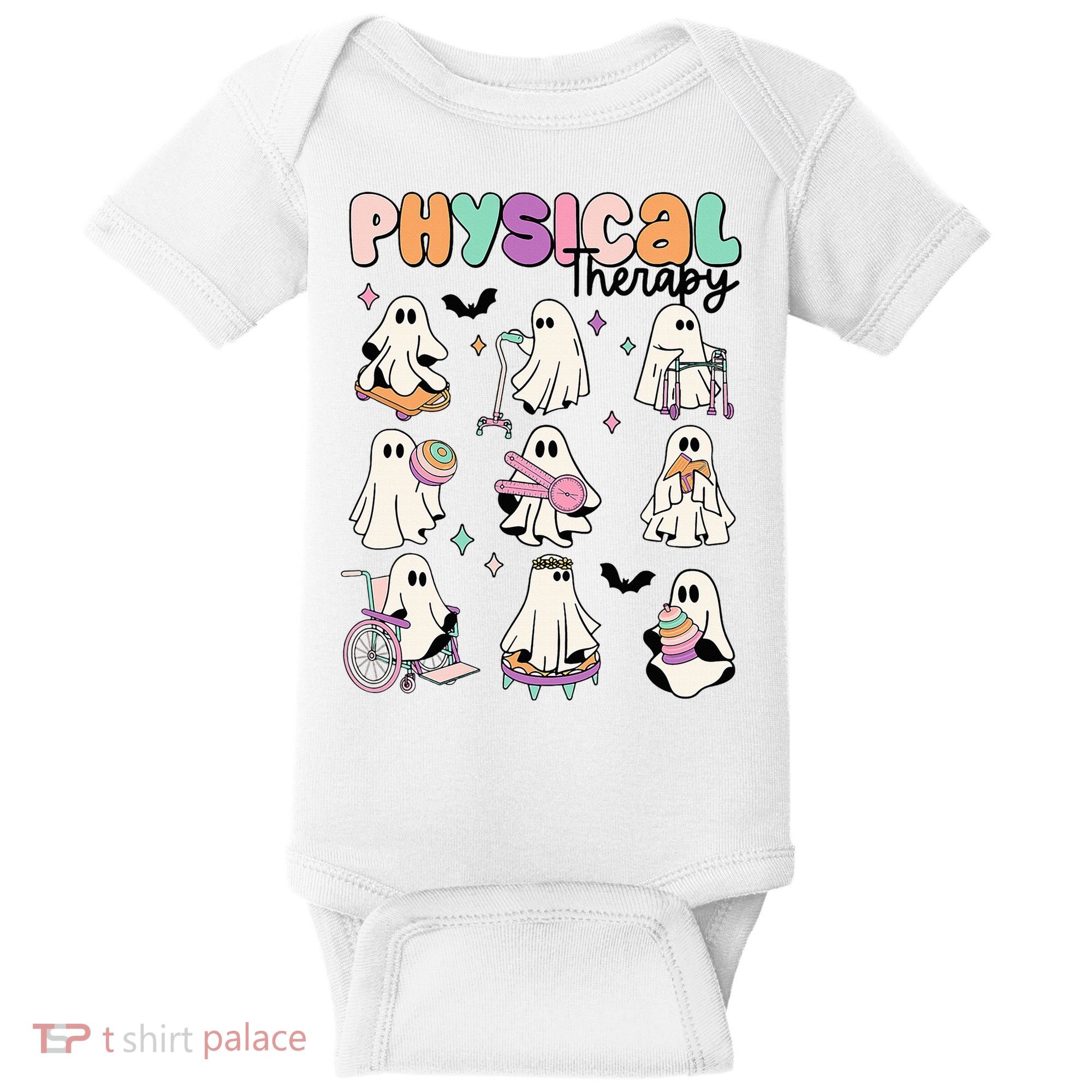 Retro Physical Therapy Halloween Ghosts Spooky PT Baby Bodysuit