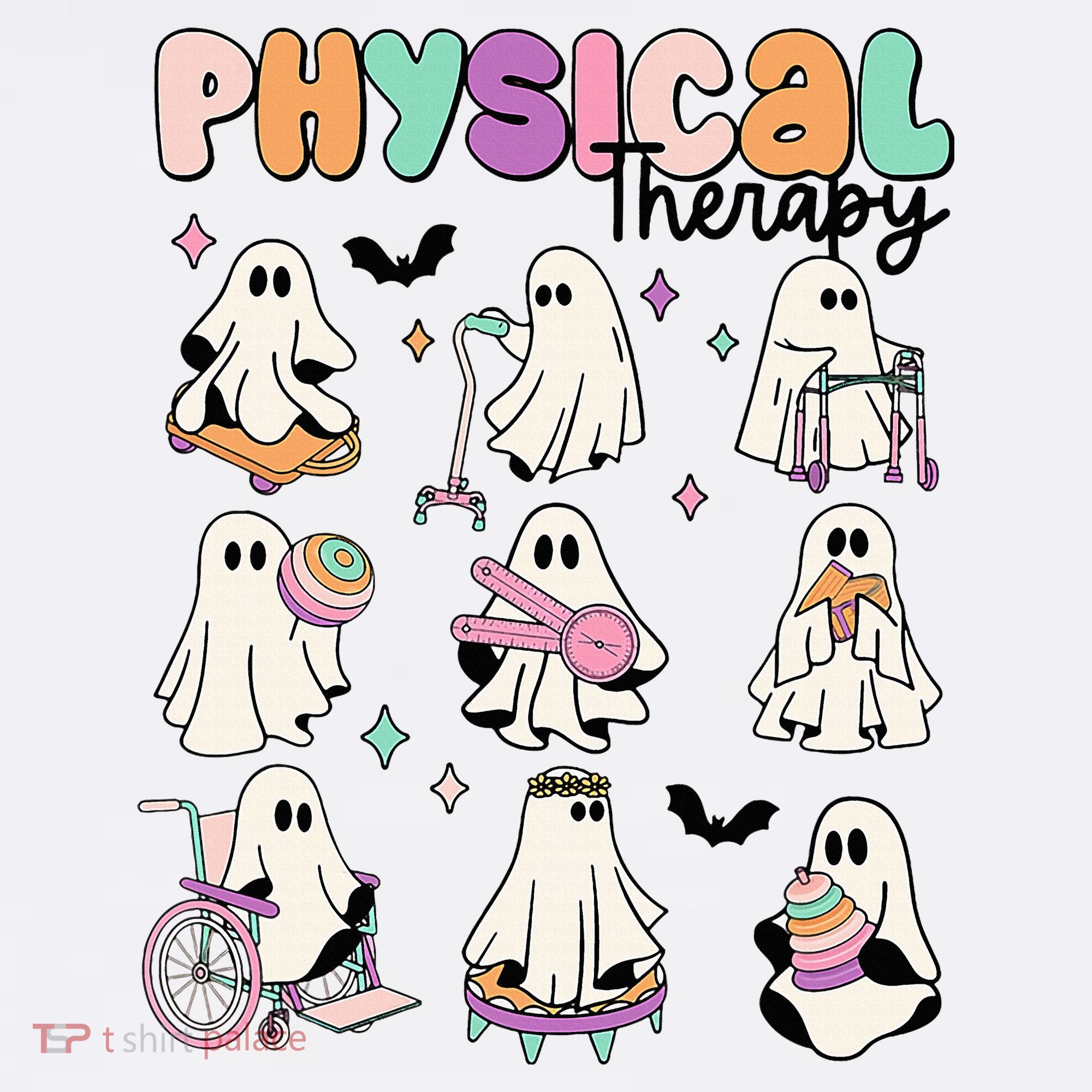 Retro Physical Therapy Halloween Ghosts Spooky PT Hat