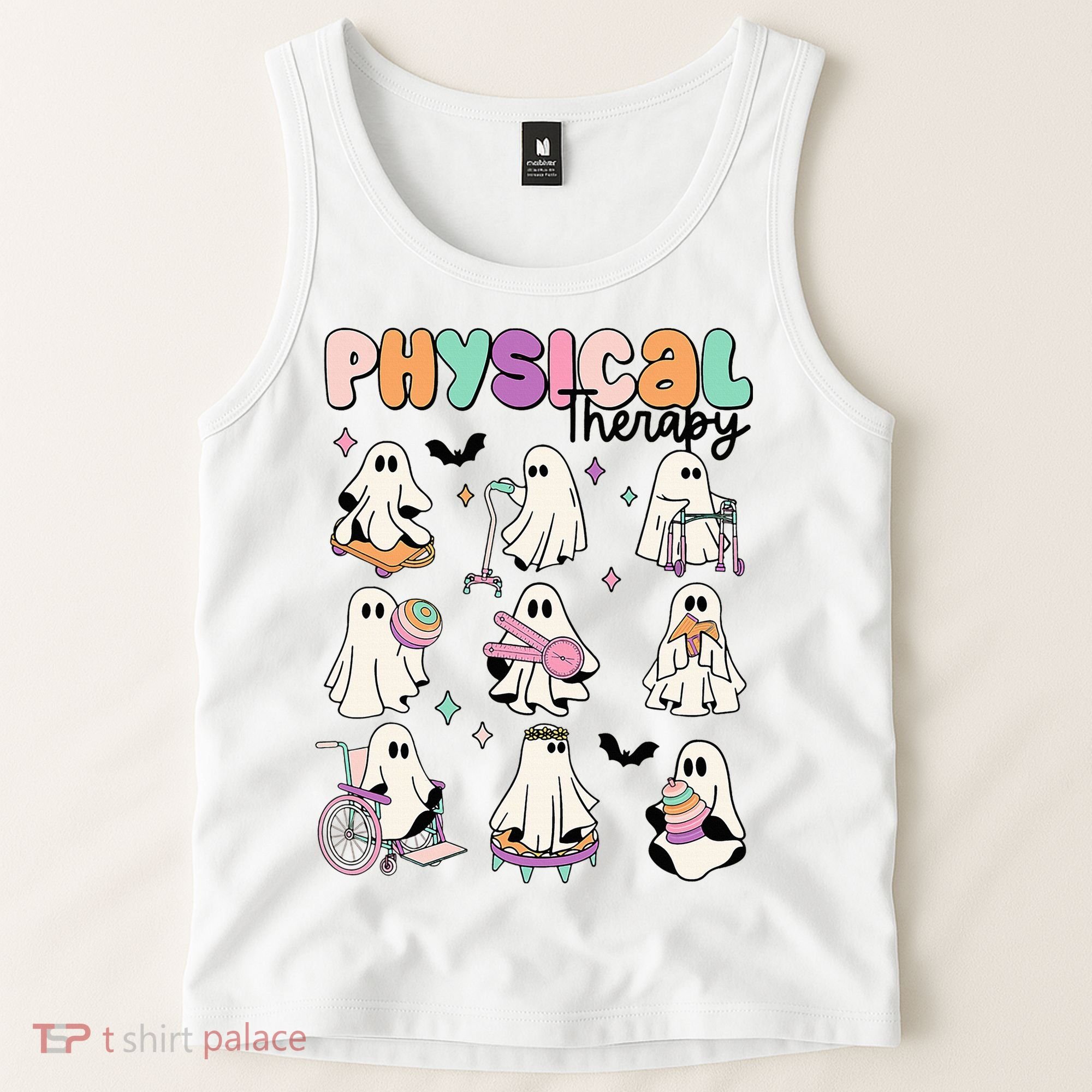 Retro Physical Therapy Halloween Ghosts Spooky PT Tank Top