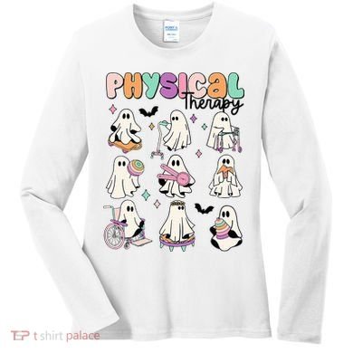 Retro Physical Therapy Halloween Ghosts Spooky PT Women's Long Sleeve Shirt