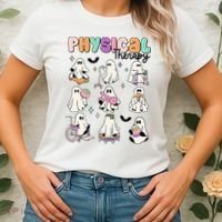 Retro Physical Therapy Halloween Ghosts Spooky PT Women's T-Shirt thumb 2