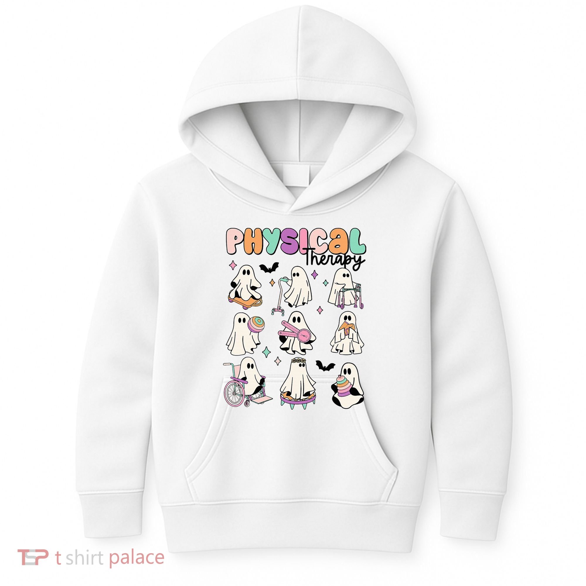 Retro Physical Therapy Halloween Ghosts Spooky PT Kids Hoodie