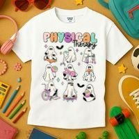 Retro Physical Therapy Halloween Ghosts Spooky PT Kids T-Shirt thumb 3
