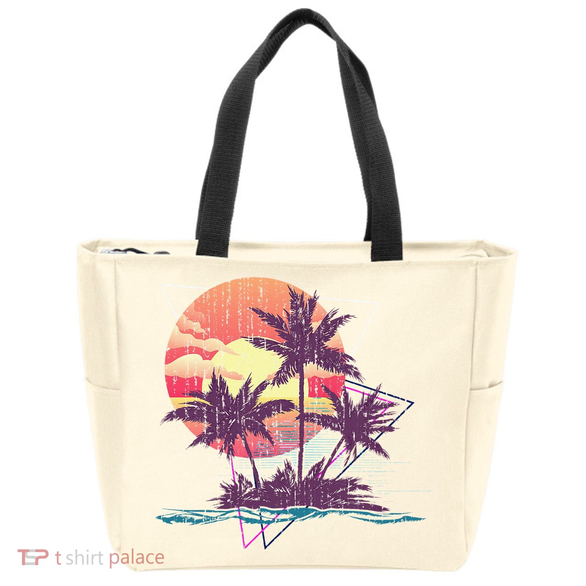 Retro Palm Trees Beach Sunset Tropical Summer Tote Bag