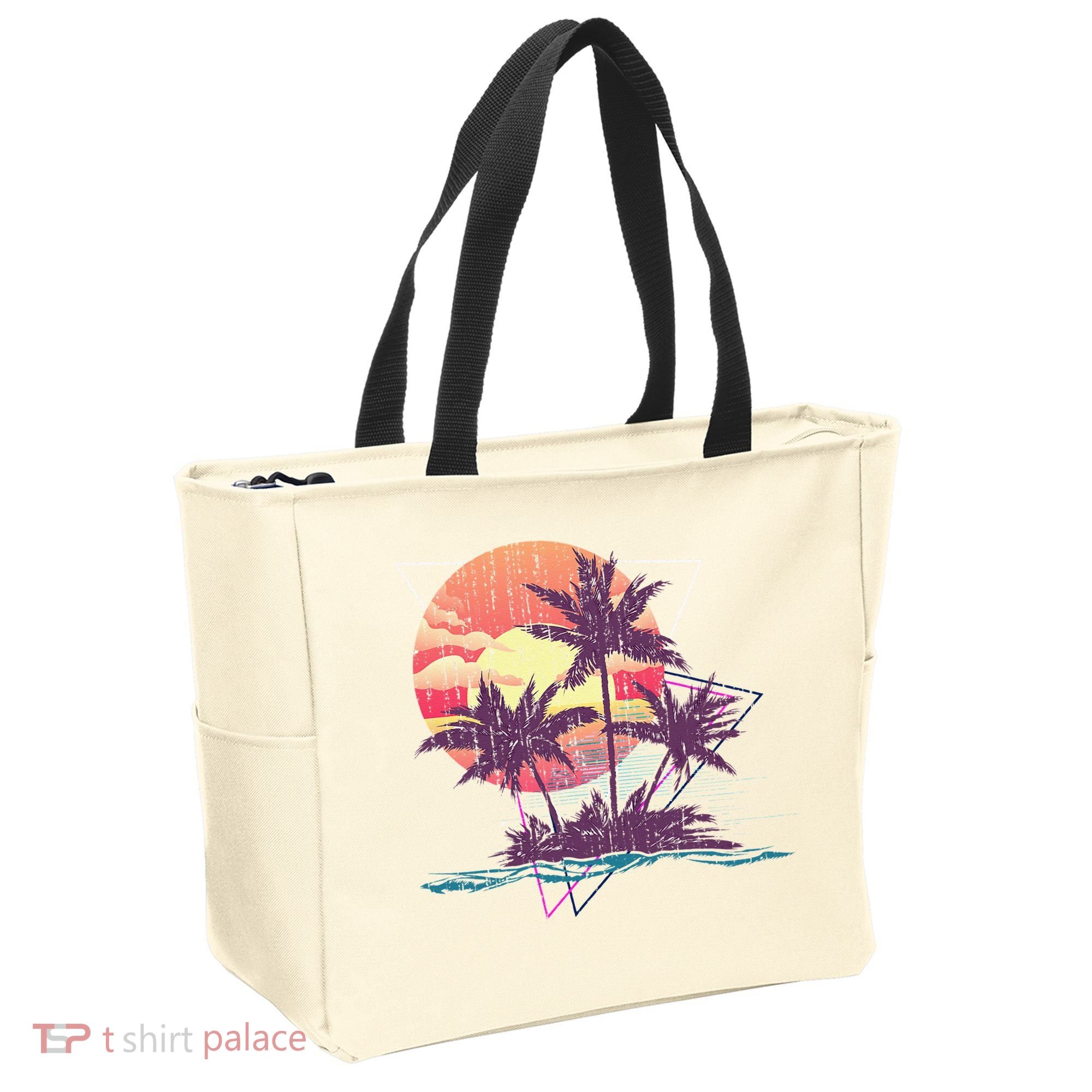 Retro Palm Trees Beach Sunset Tropical Summer Tote Bag