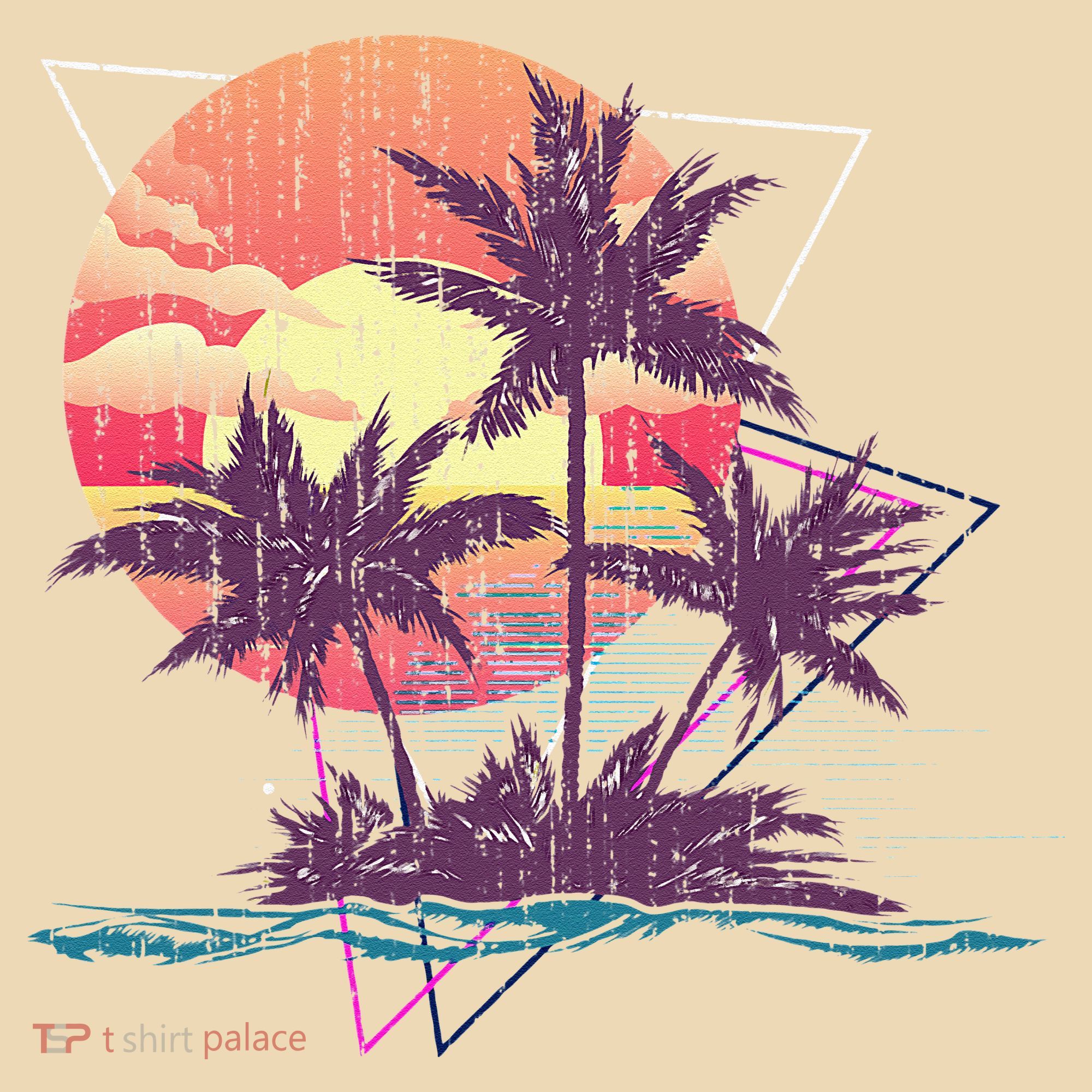 Retro Palm Trees Beach Sunset Tropical Summer Tote Bag