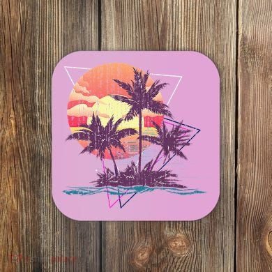 Retro Palm Trees Beach Sunset Tropical Summer Coaster