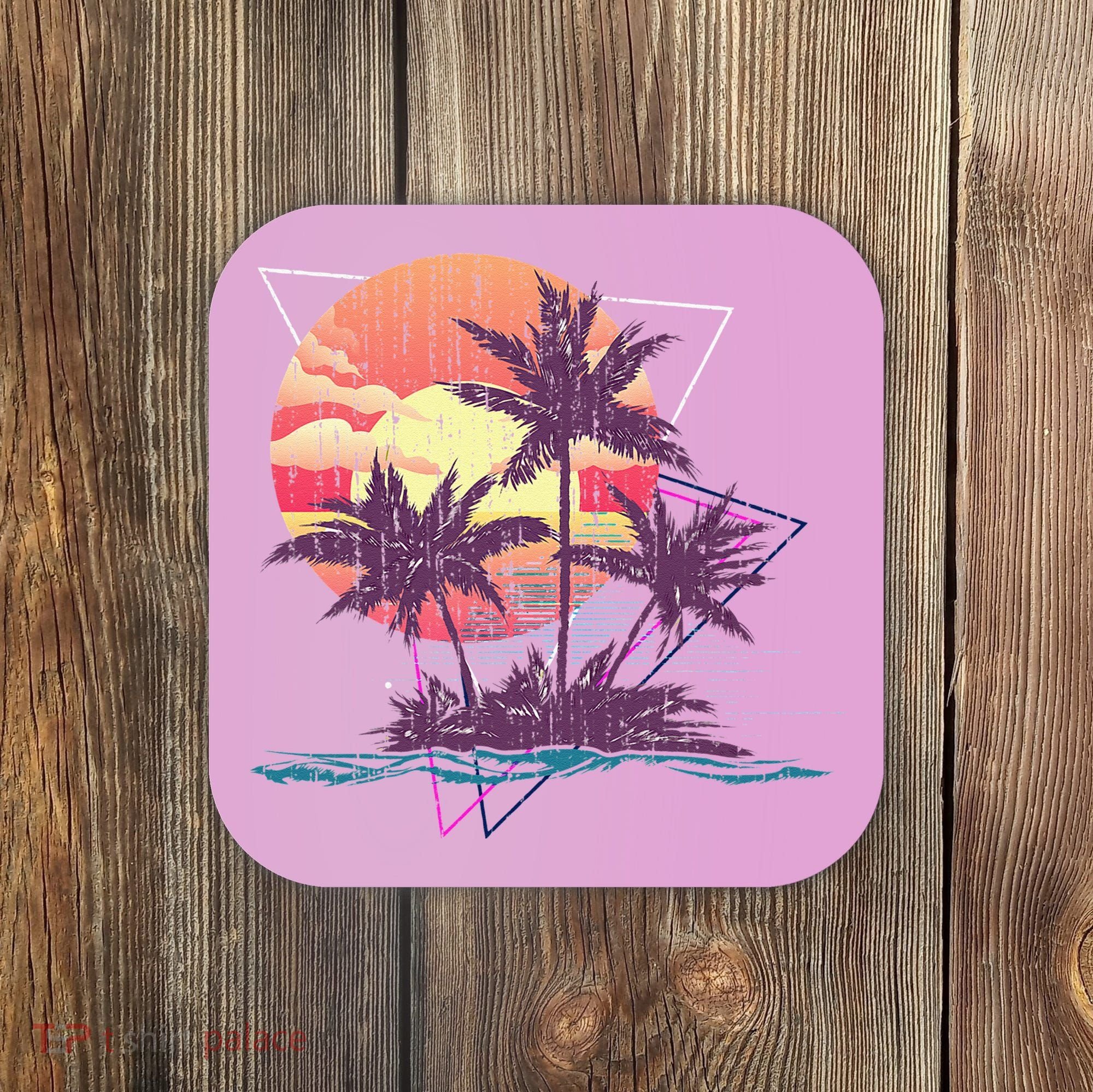 Retro Palm Trees Beach Sunset Tropical Summer Coaster