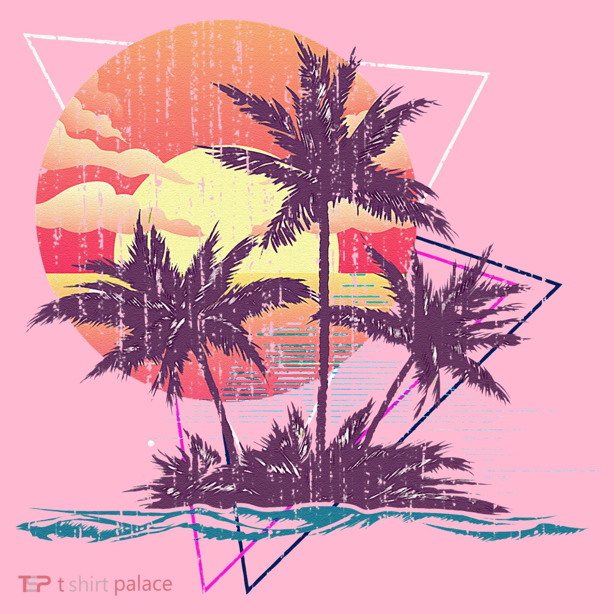 Retro Palm Trees Beach Sunset Tropical Summer Coaster